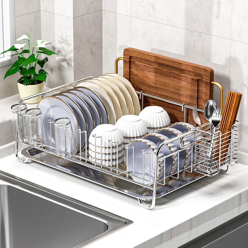 Kitchen Utensil Holder - Roestvrijstalen 304 keukenopbergrek, afdruiprek voor borden,