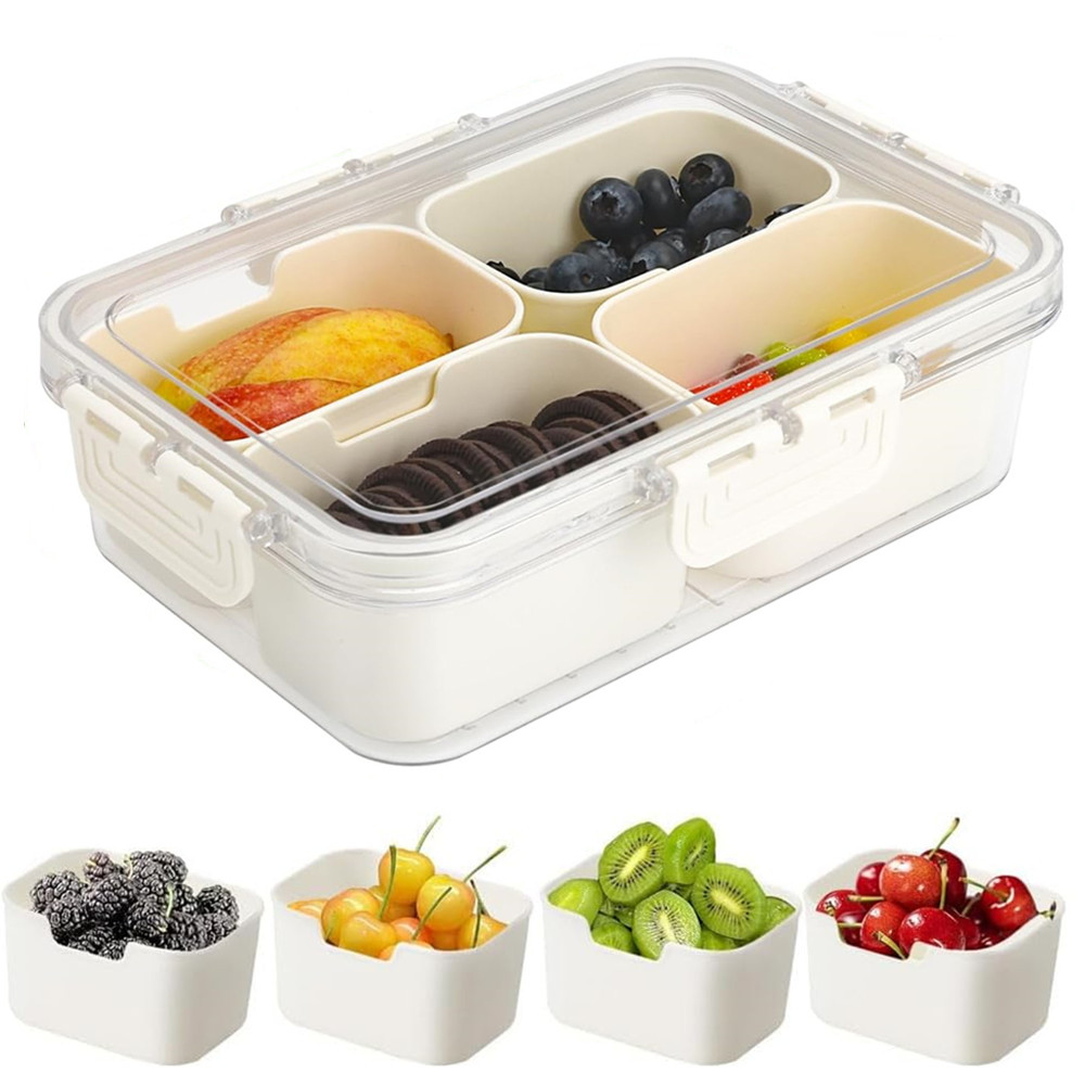 Kitchen Gadgets Storage - Draagbare voedselbewaarbox, snackbox, 4 compartimenten met