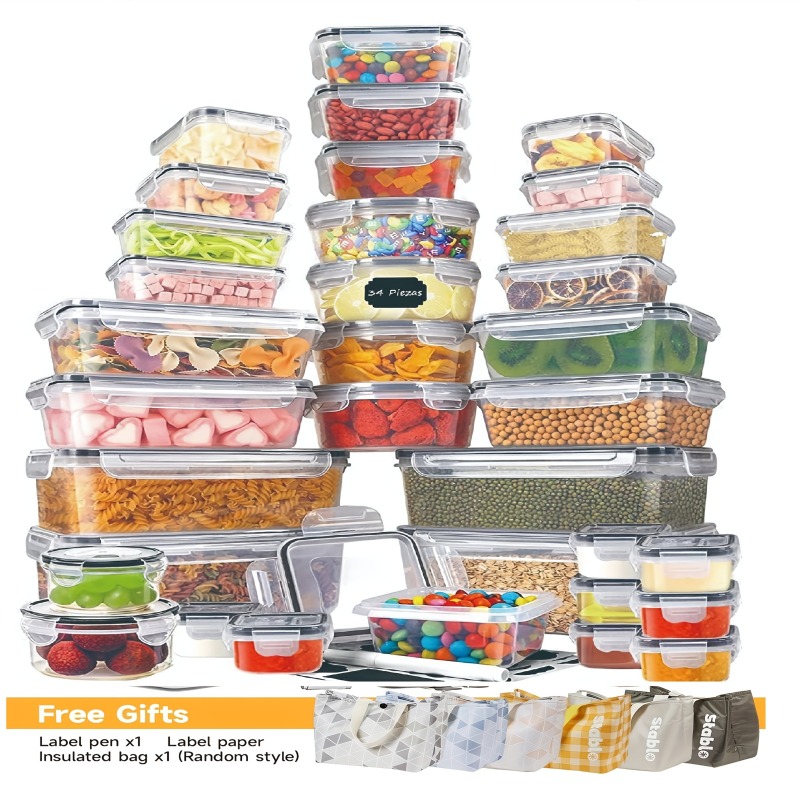 Kitchen Gadgets Storage - 48-delige BPA-vrije voedselbewaarset – 24 luchtdichte