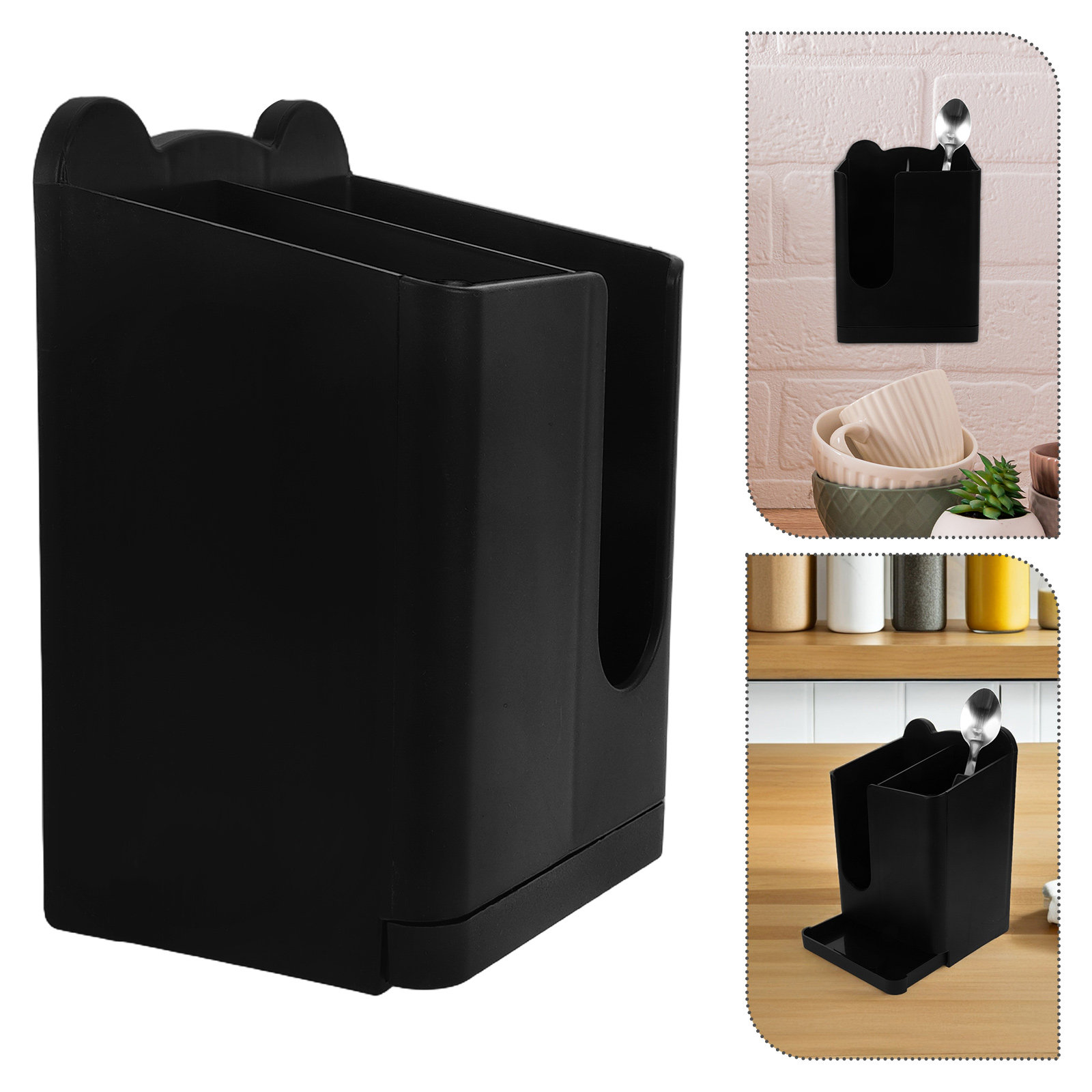 Kitchen Utensil Holder - Eetstokjes- en lepelhouder, 2-delige wandorganizer voor