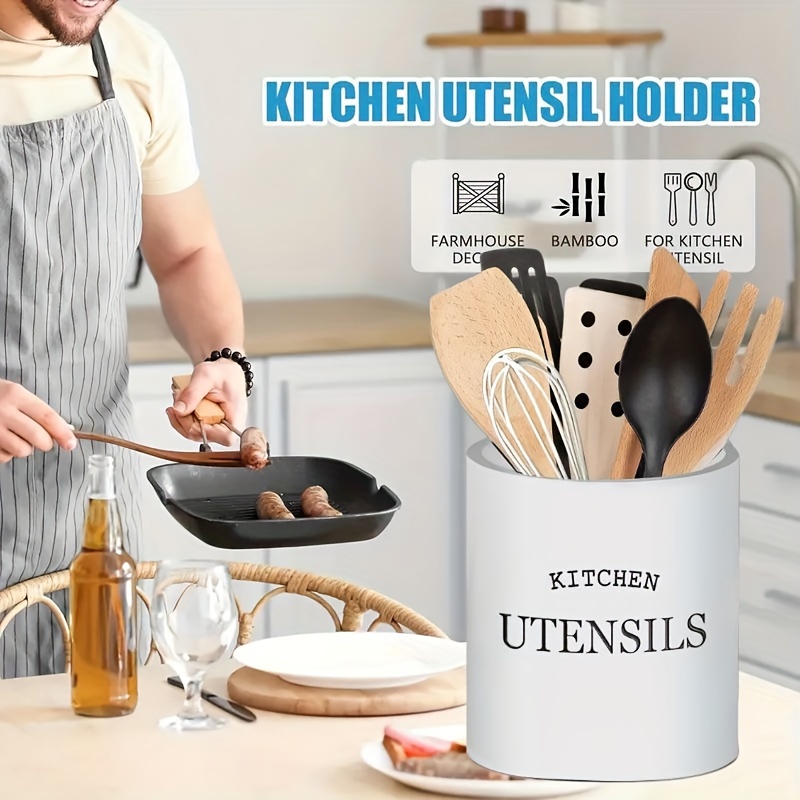 Rustieke zwarte houten keukeng - Kitchen Utensil Holder recensie en prijs